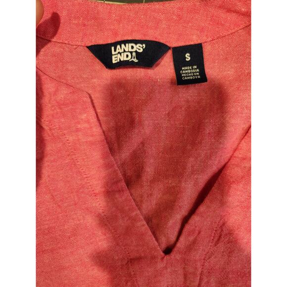 Lands’‎ End Linen Viscose Tunic Top Pink 3/4 Sleeve Pullover Blouse Small - Picture 3 of 4